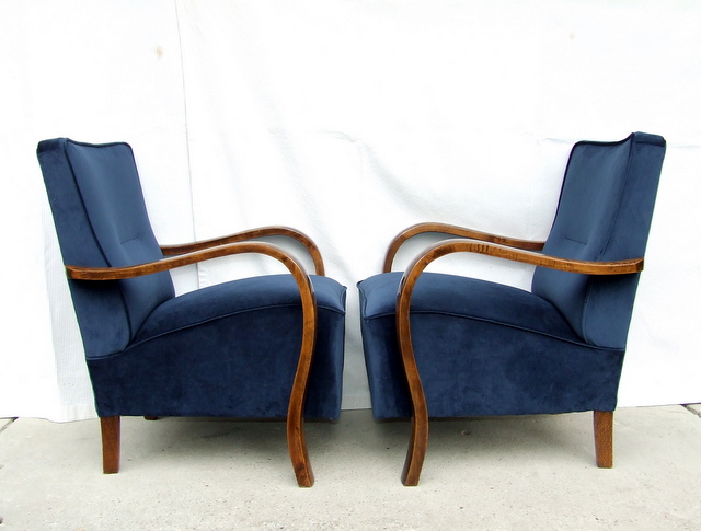 Royal Blue Velvet Armchairs.