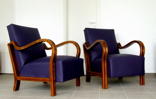 Pair of Art Deco Leather Armchairs.