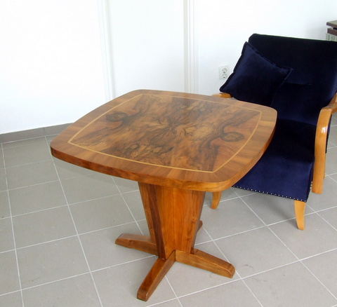 Art Deco table and armchair.