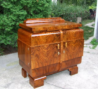 Art Deco burl walnut sideboard.