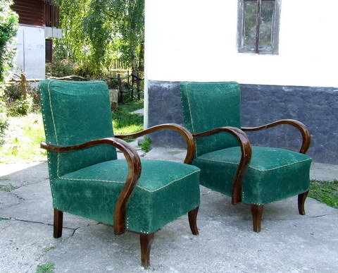 Pair of Art Deco Club Chairs, Armchairs.