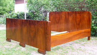 Art Deco double bed. Sleigh bed.