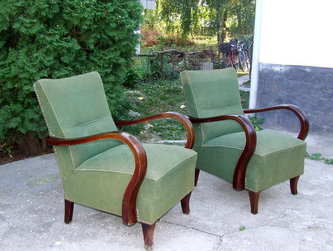 Pair of Art Deco Armchairs, Club Chairs.