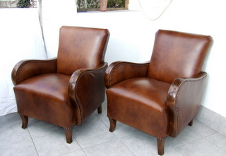 Art Deco Leather Club Chairs.