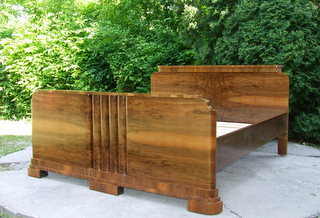 Art Deco Walnut Double Bed.