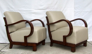 Art Deco leather armchairs.