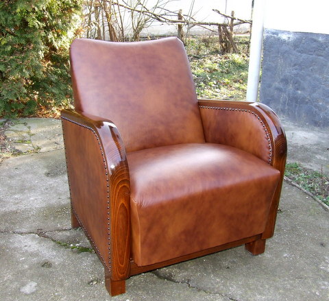 Art Deco leather club chair.