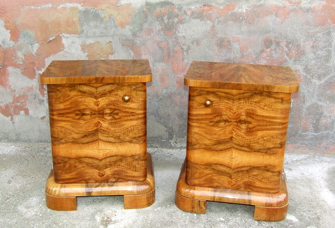 Art Deco Walnut Bedside Cabinets.