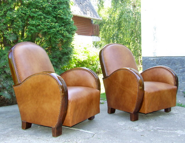 Art deco discount leather armchair