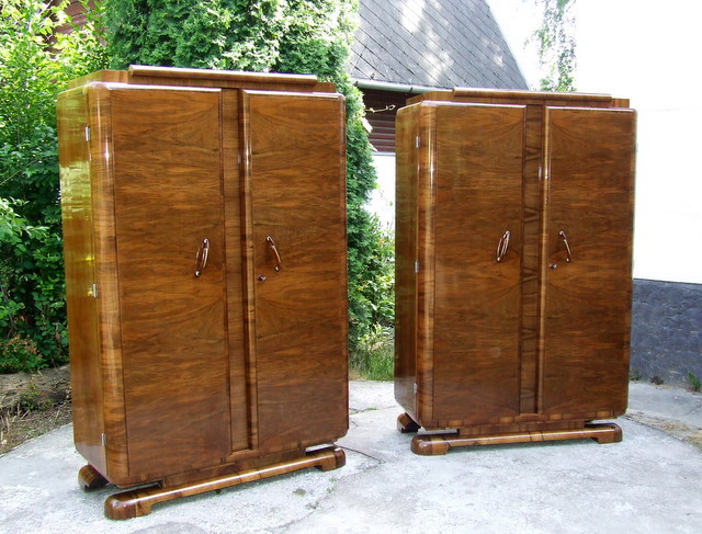 Pair of art deco wardrobes.